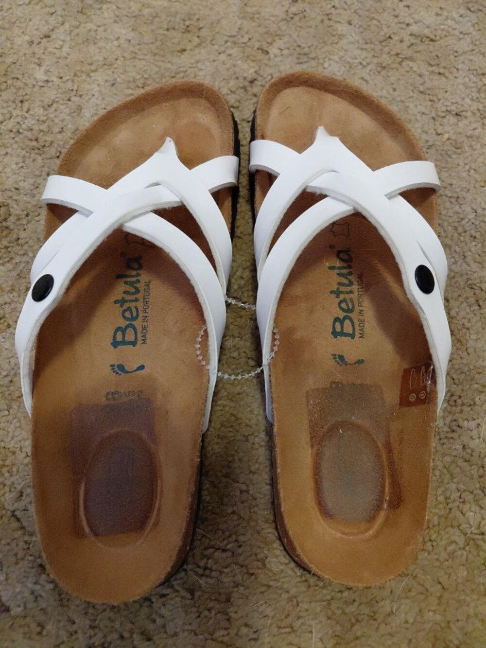 Betula NWOB White Patent Leather Sandals Slides Comfort Size 38 N - Picture 3 of 7